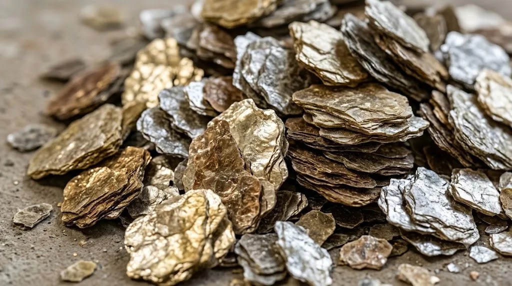 Golden and bronze calcined mica rock flakes industrial grade Osgood Minerals